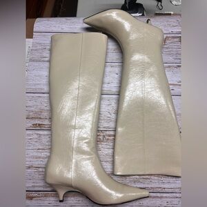 Cream Knee high Boots
